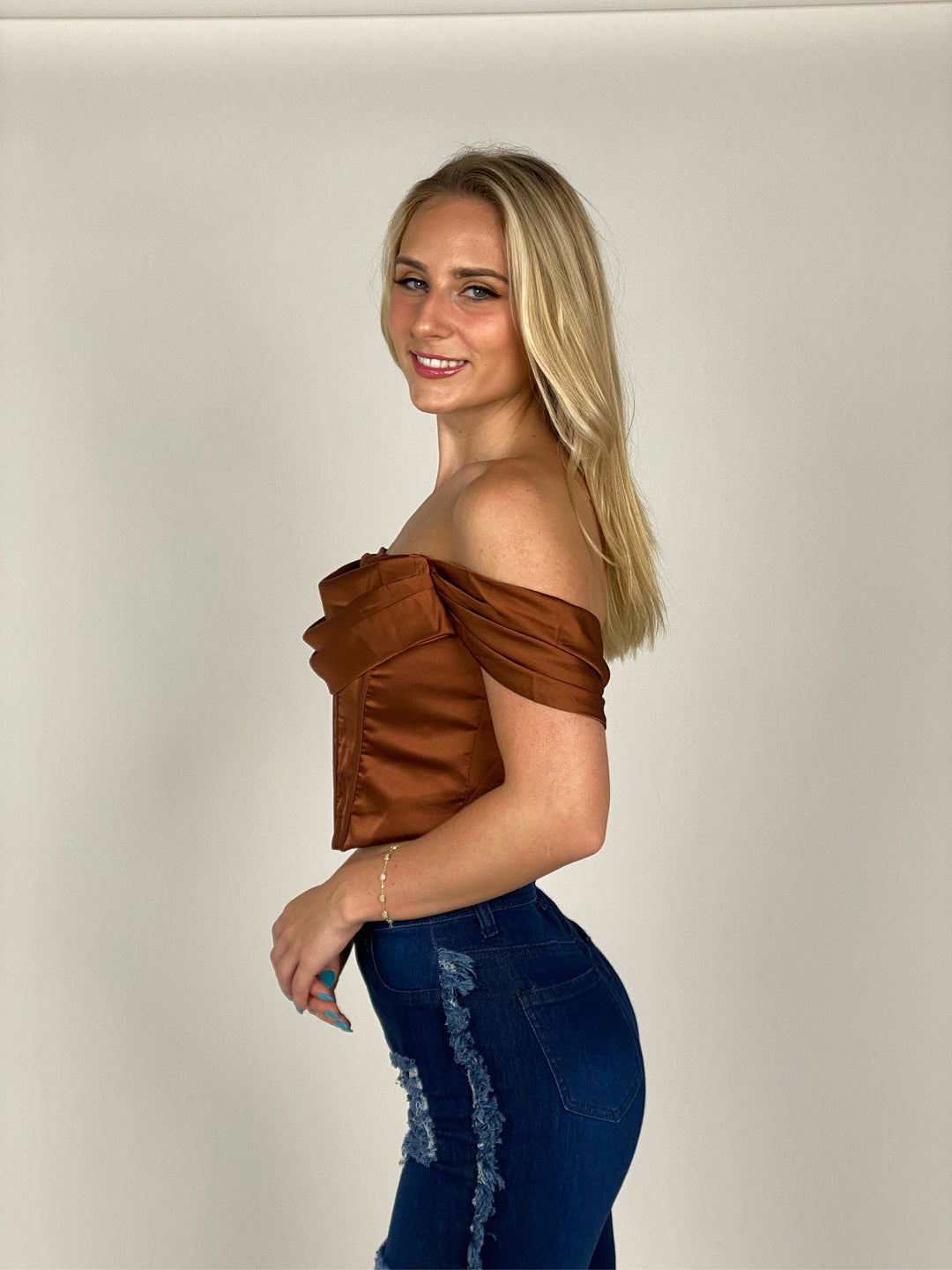 Cafe Off Shoulder Corset Blouse