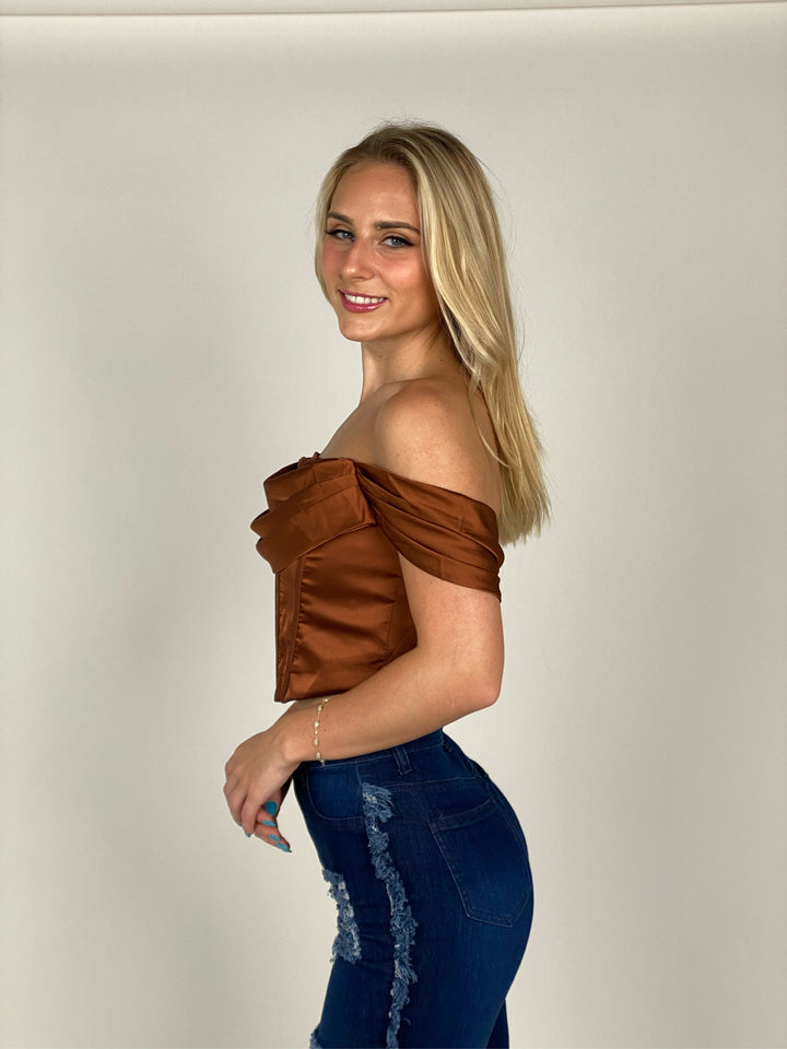 Cafe Off Shoulder Corset Blouse