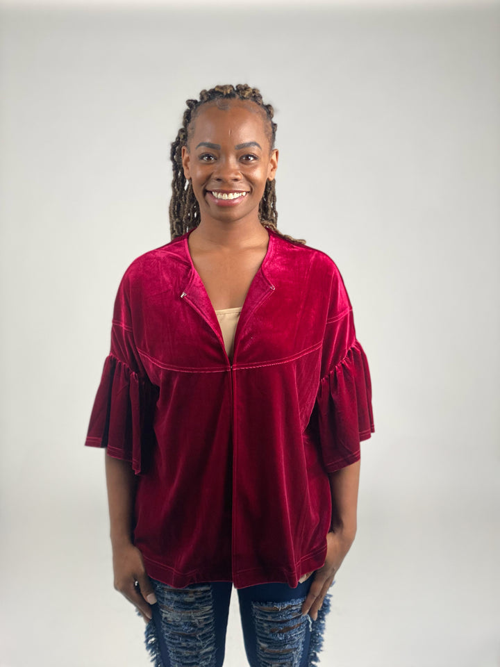 Velvet 3/4 Sleeve Cardigan