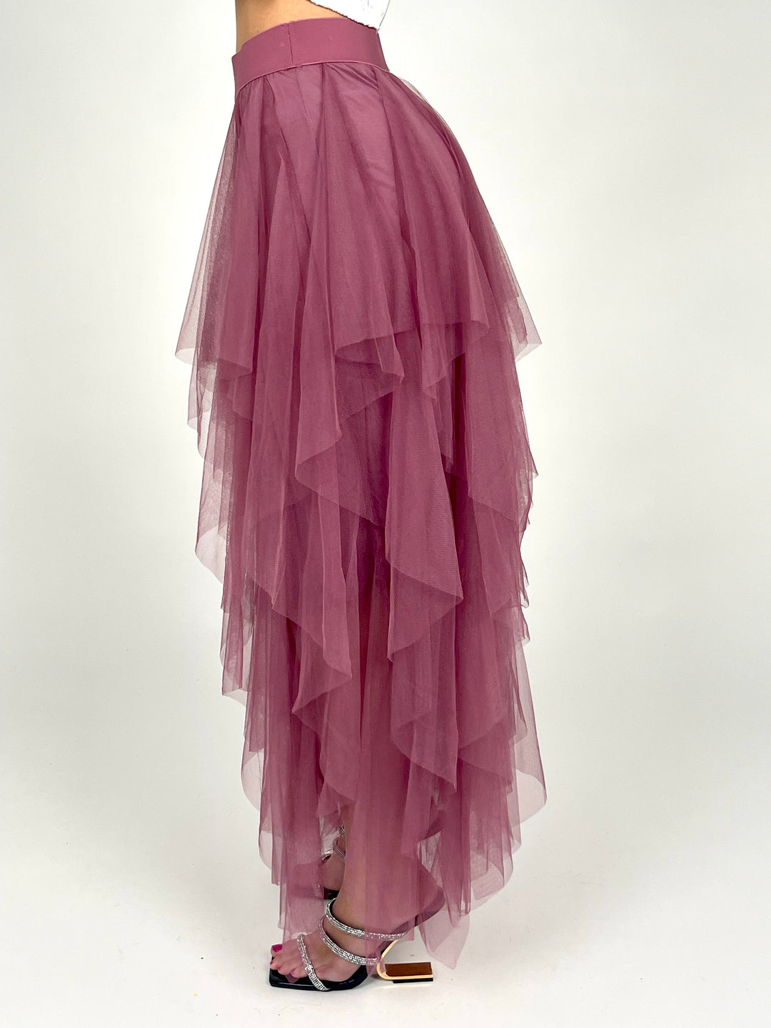 Mauve Mesh Maxi Skirt