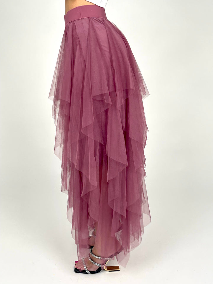 Mauve Mesh Maxi Skirt