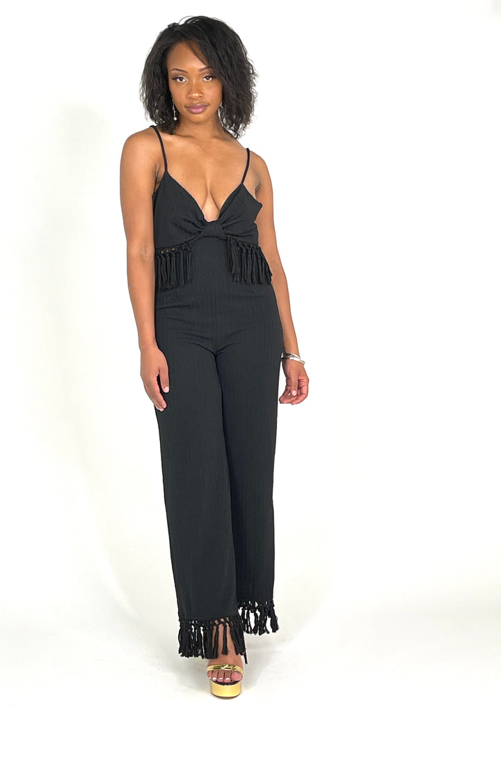 Black Fringe Tassel Jumpsuit