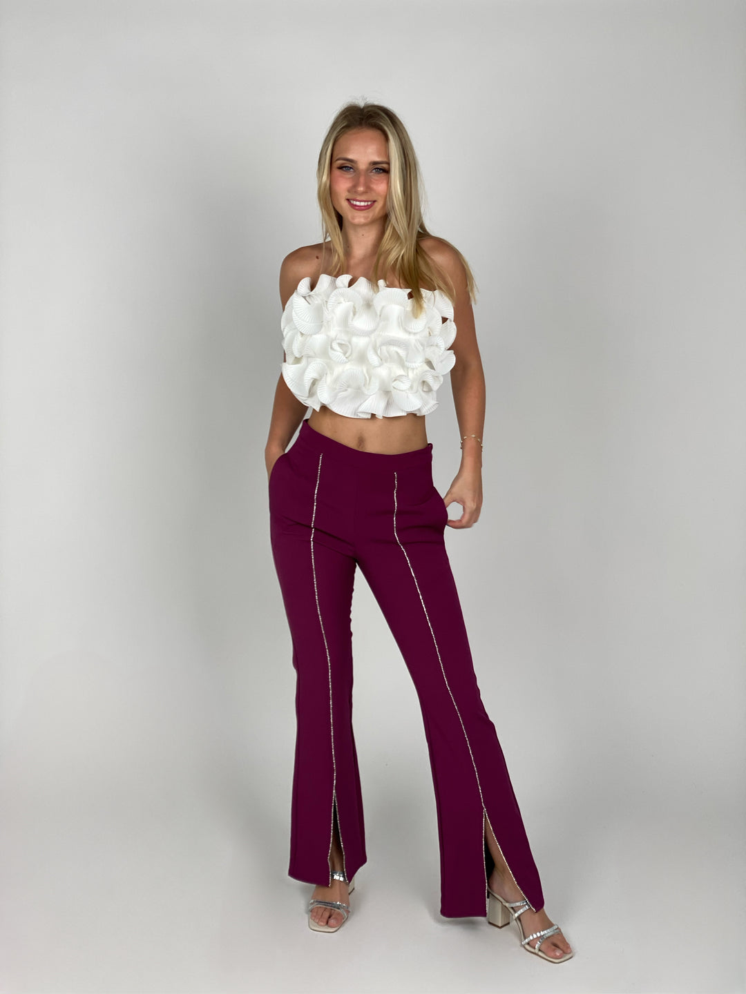 Plum Flared Stretch Pants