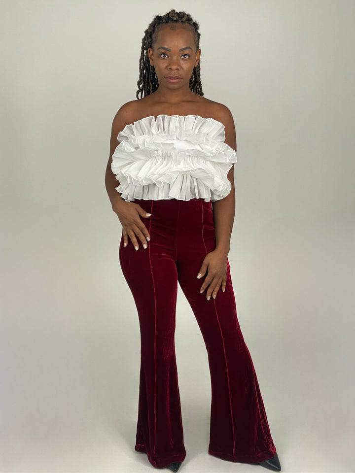 Burgandy Flared Velvet Pants