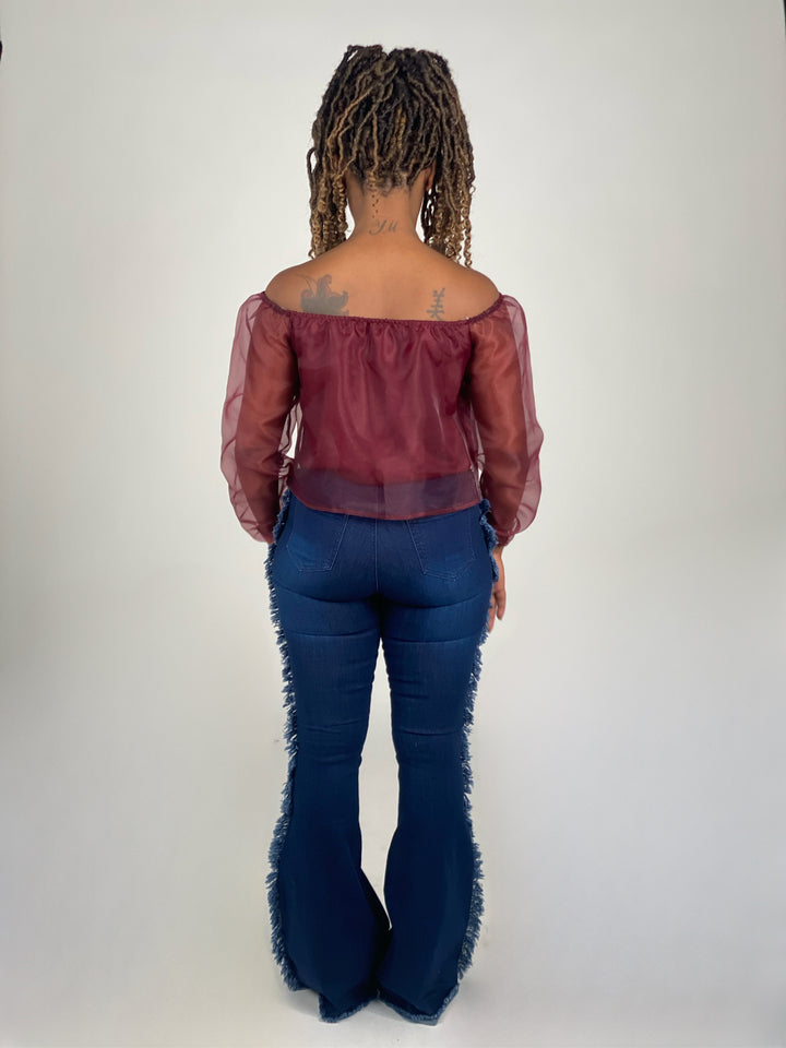 Burgandy Organza Top