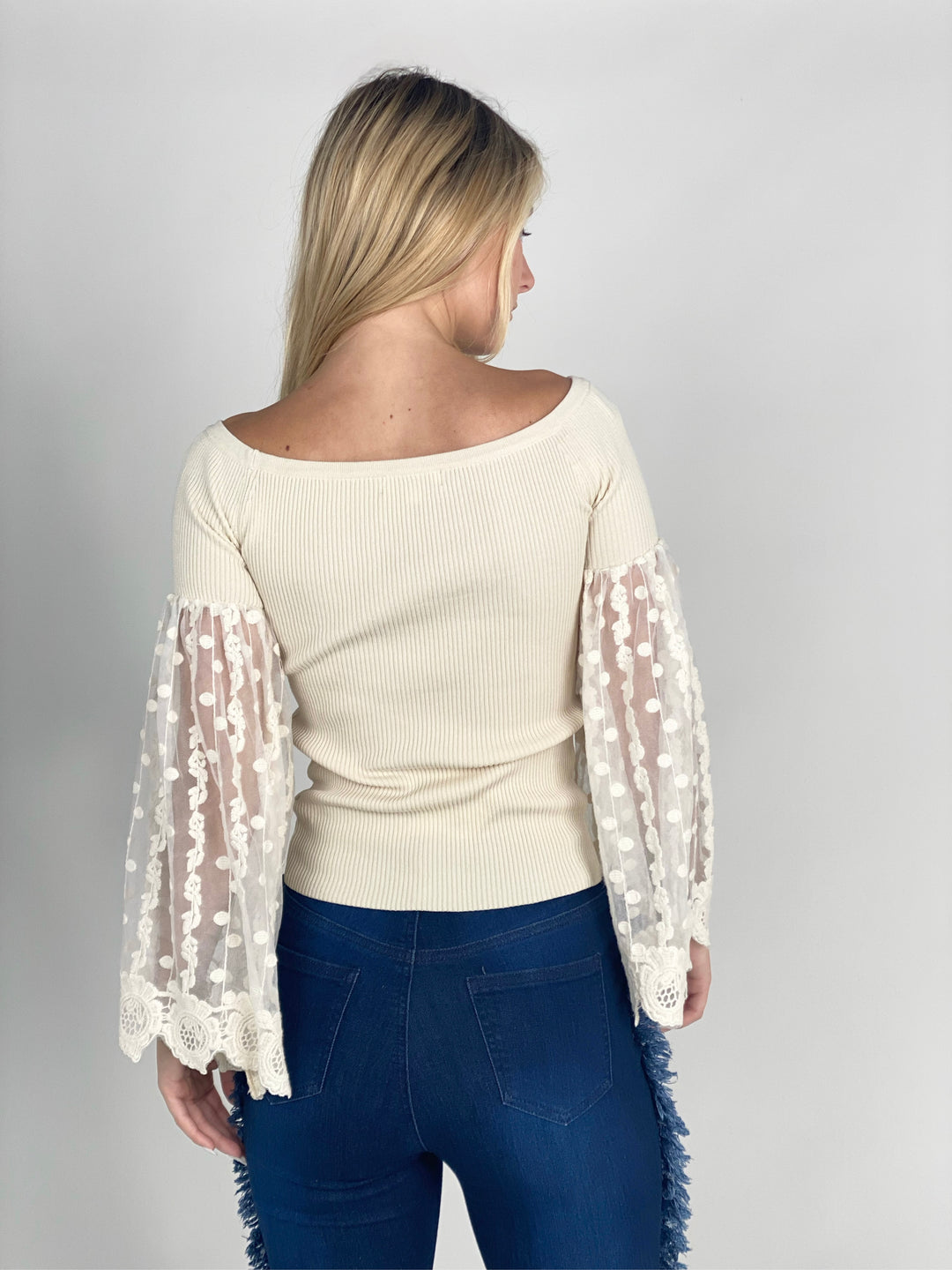 Cream Sweater Knit Top