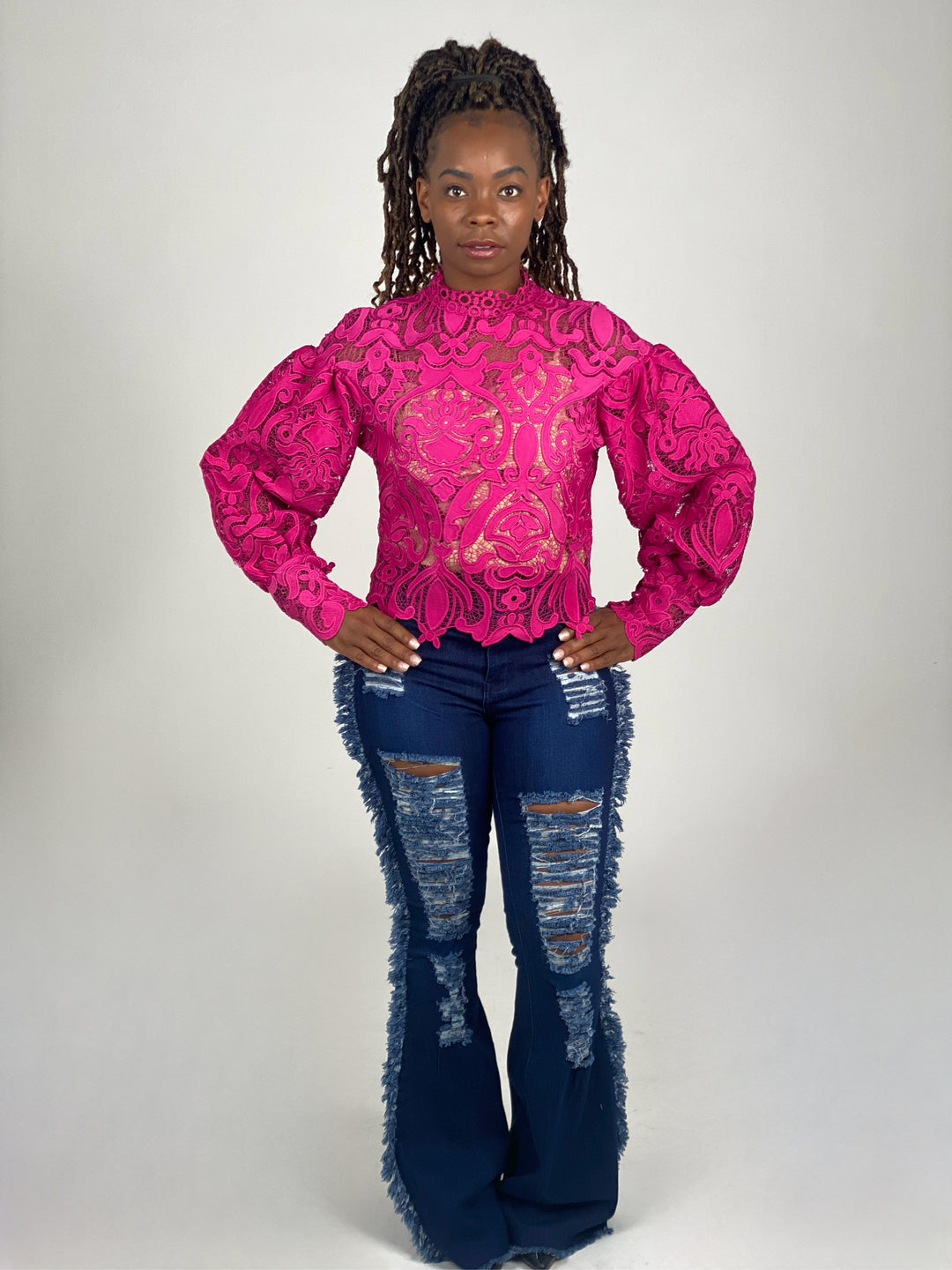 Magenta Crotchet Top