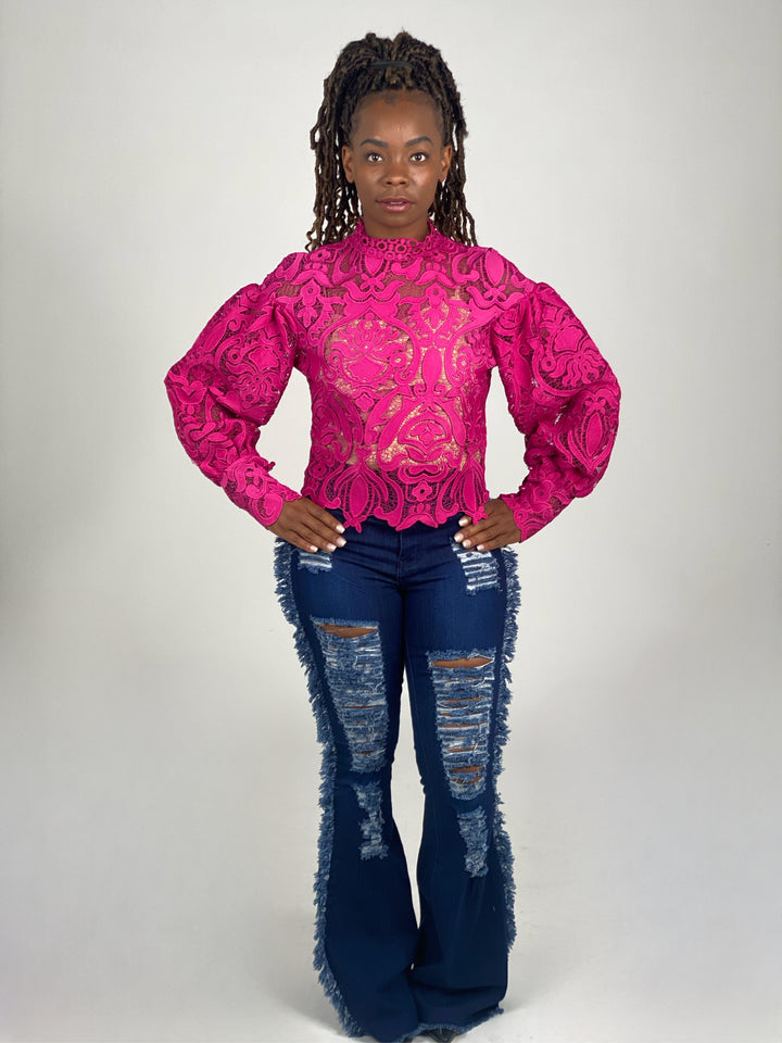 Magenta Crotchet Top