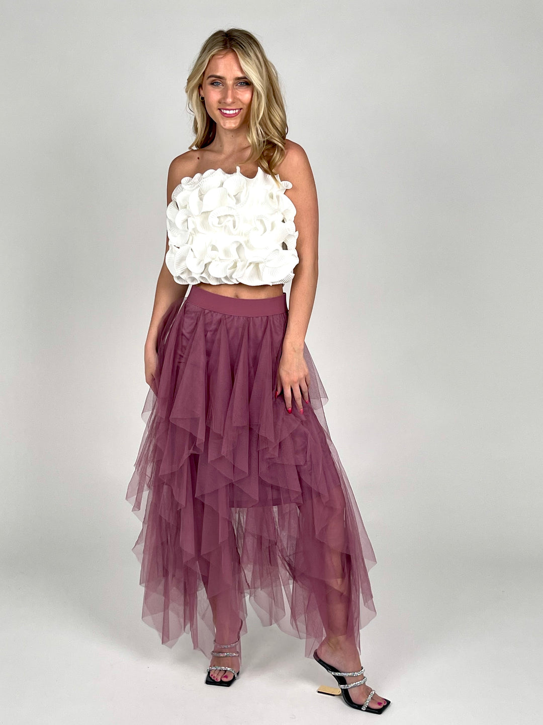 Mauve Mesh Maxi Skirt