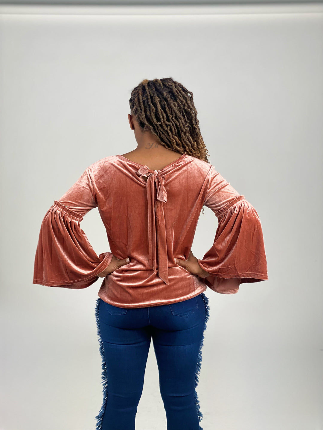 Pleated Velvet Sleeve Top