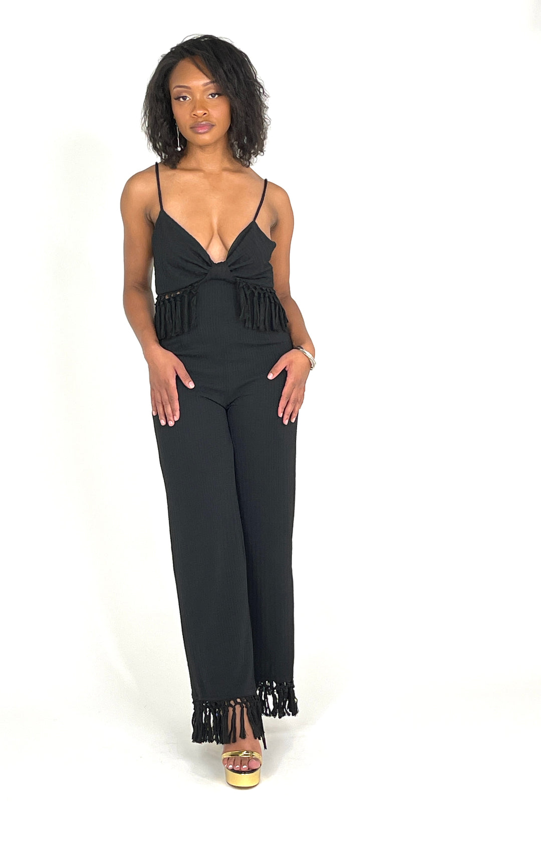 Black Fringe Tassel Jumpsuit