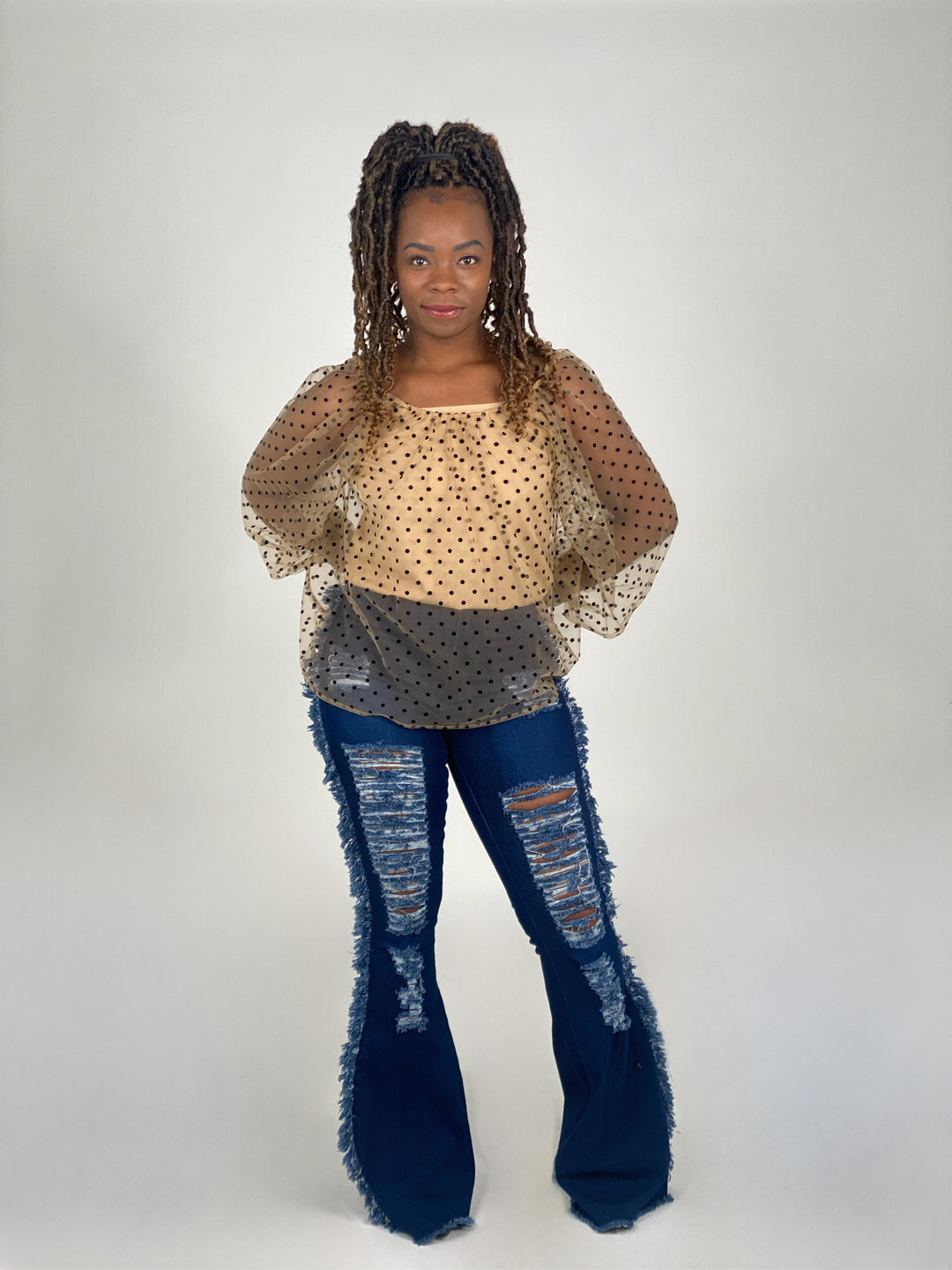 Polka Dot Crew Neck Top