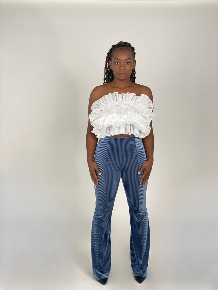 Blue Velvet Flared Pants