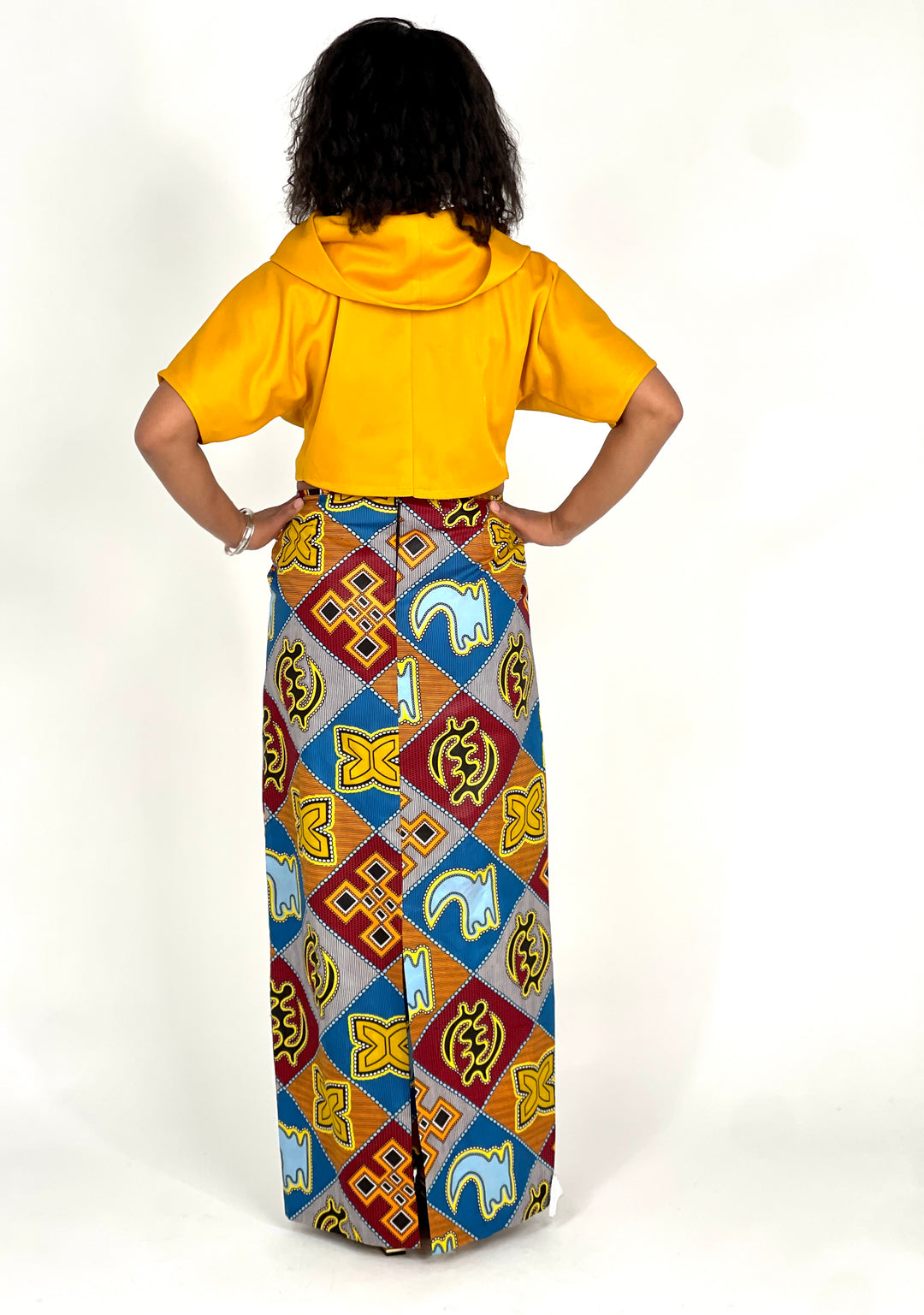 Sassyn Africa Yellow Two Piece Skirt And Crop Top