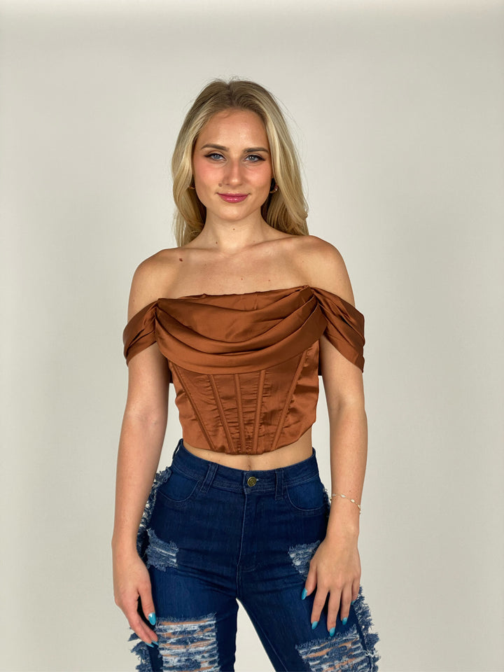 Cafe Off Shoulder Corset Blouse