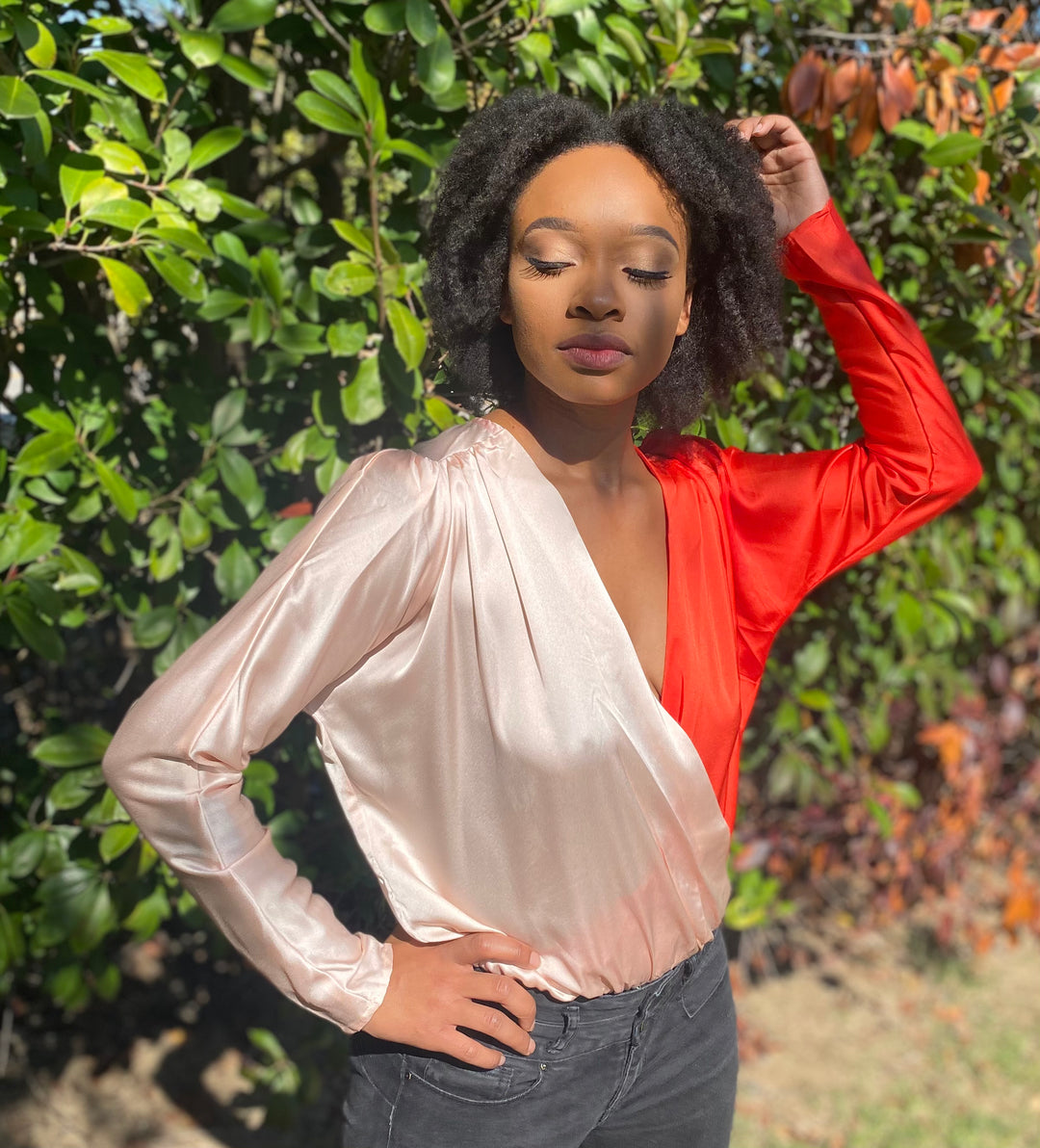 Koslow Crossover Two Tone Bodysuit