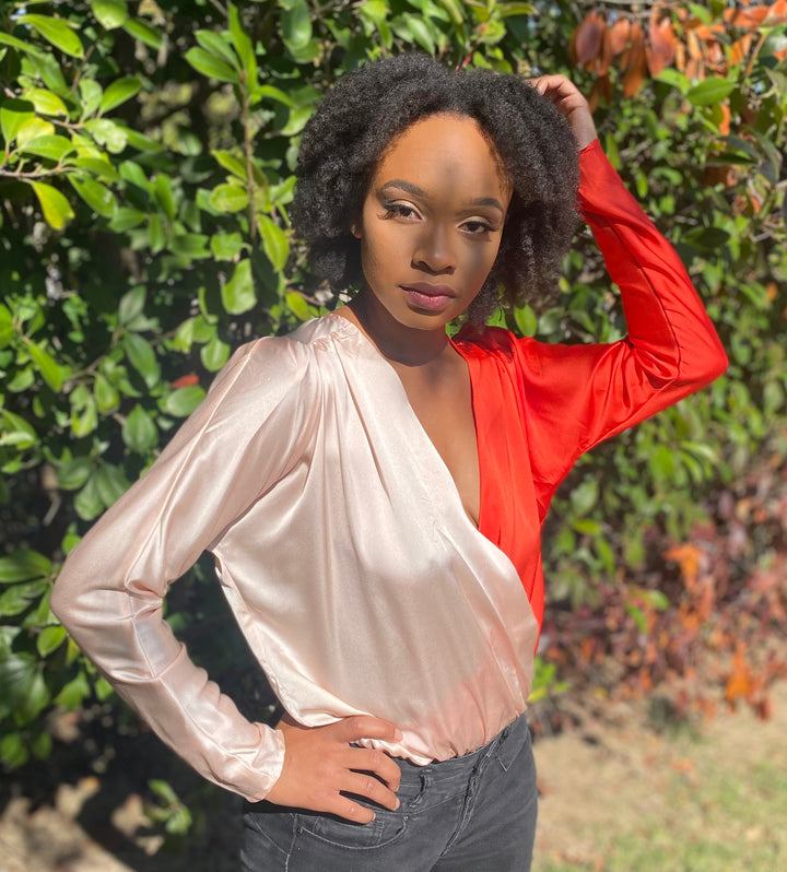 Koslow Crossover Two Tone Bodysuit