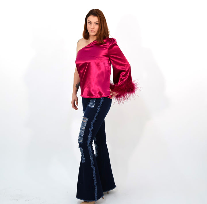 Sangria One Shoulder Top