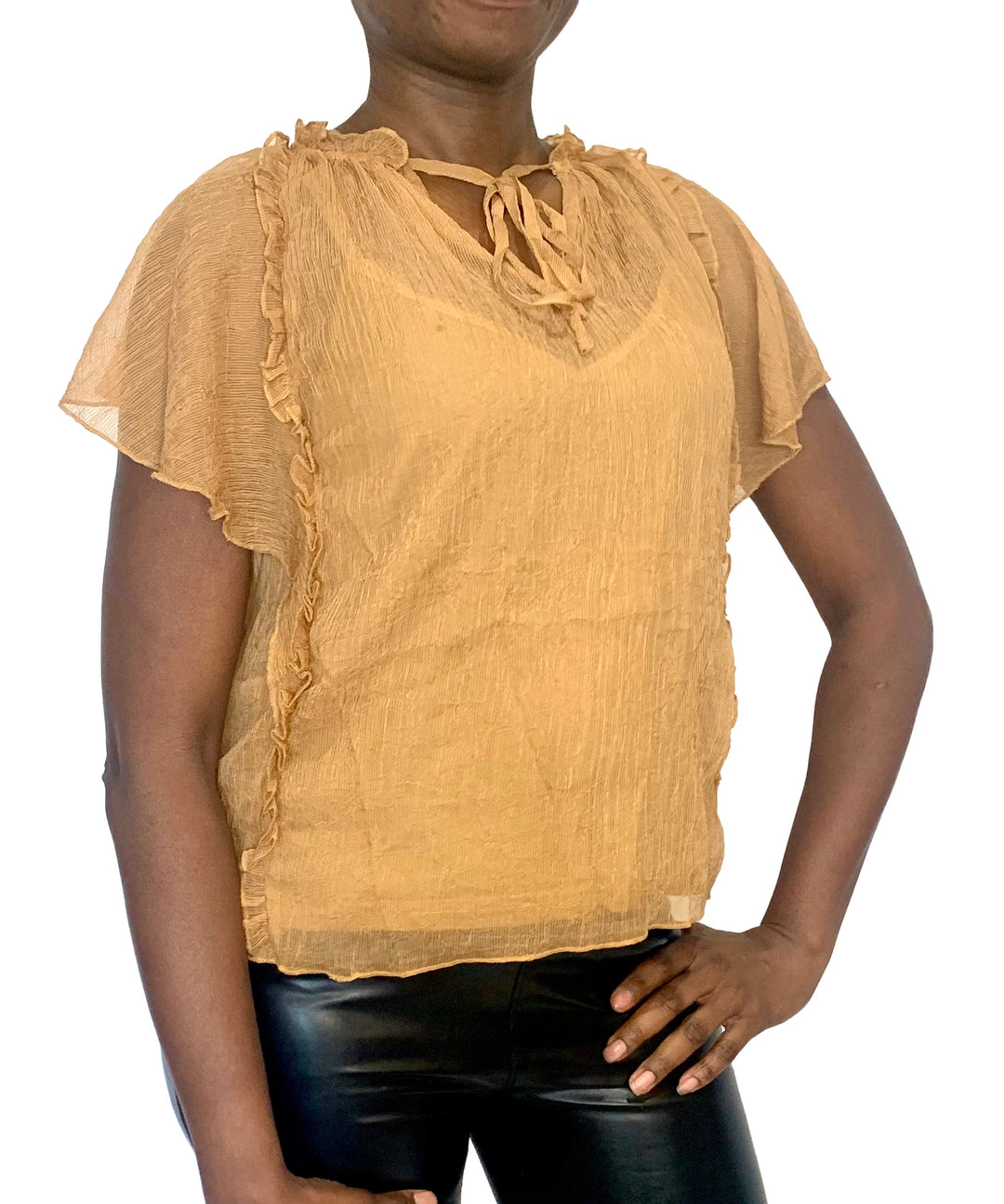 Crinkle Chiffon Ruffle Top
