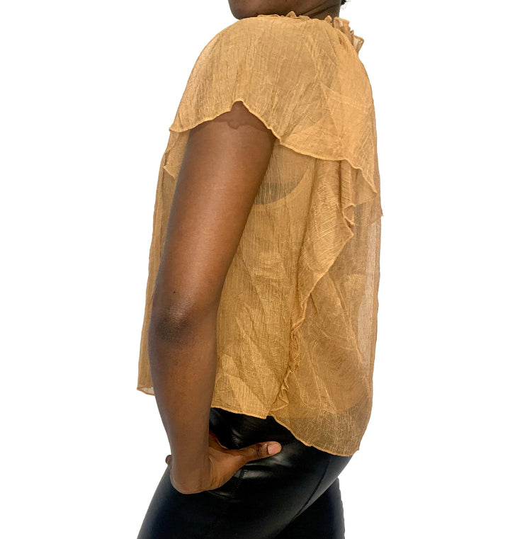 Crinkle Chiffon Ruffle Top