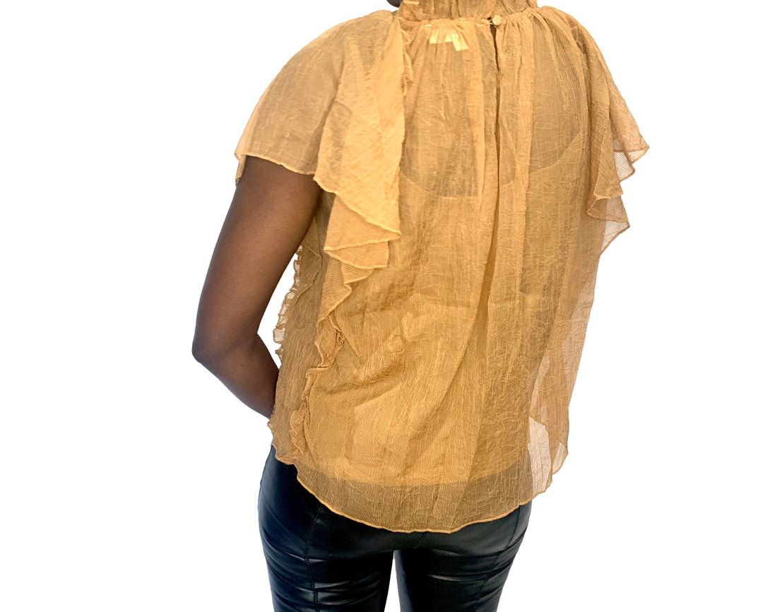 Crinkle Chiffon Ruffle Top