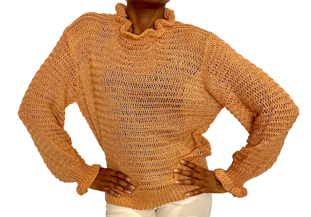 Crochet Ruffle Knit Sweater
