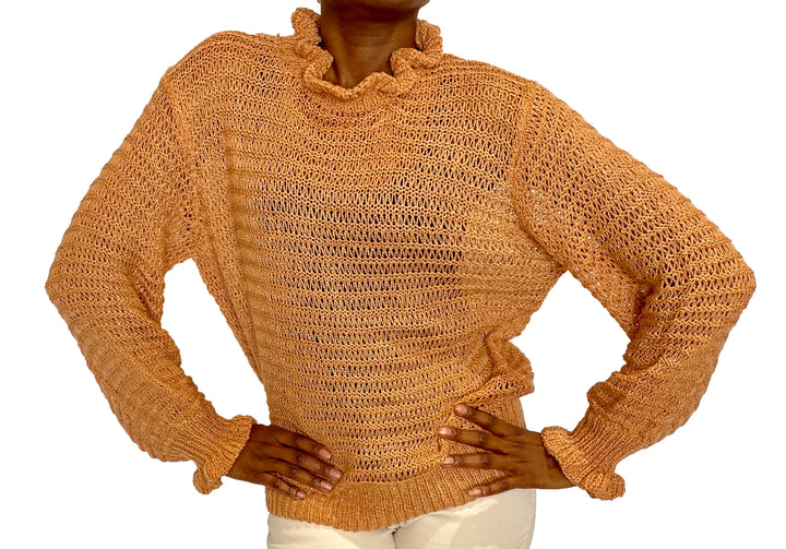 Crochet Ruffle Knit Sweater
