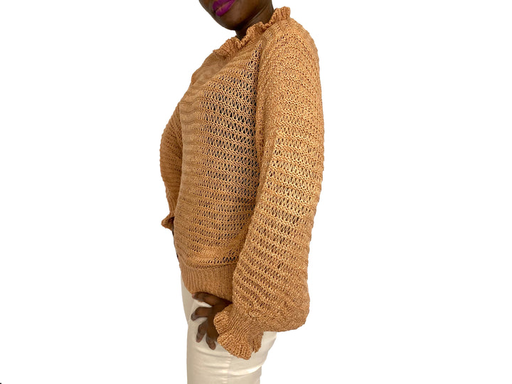 Crochet Ruffle Knit Sweater