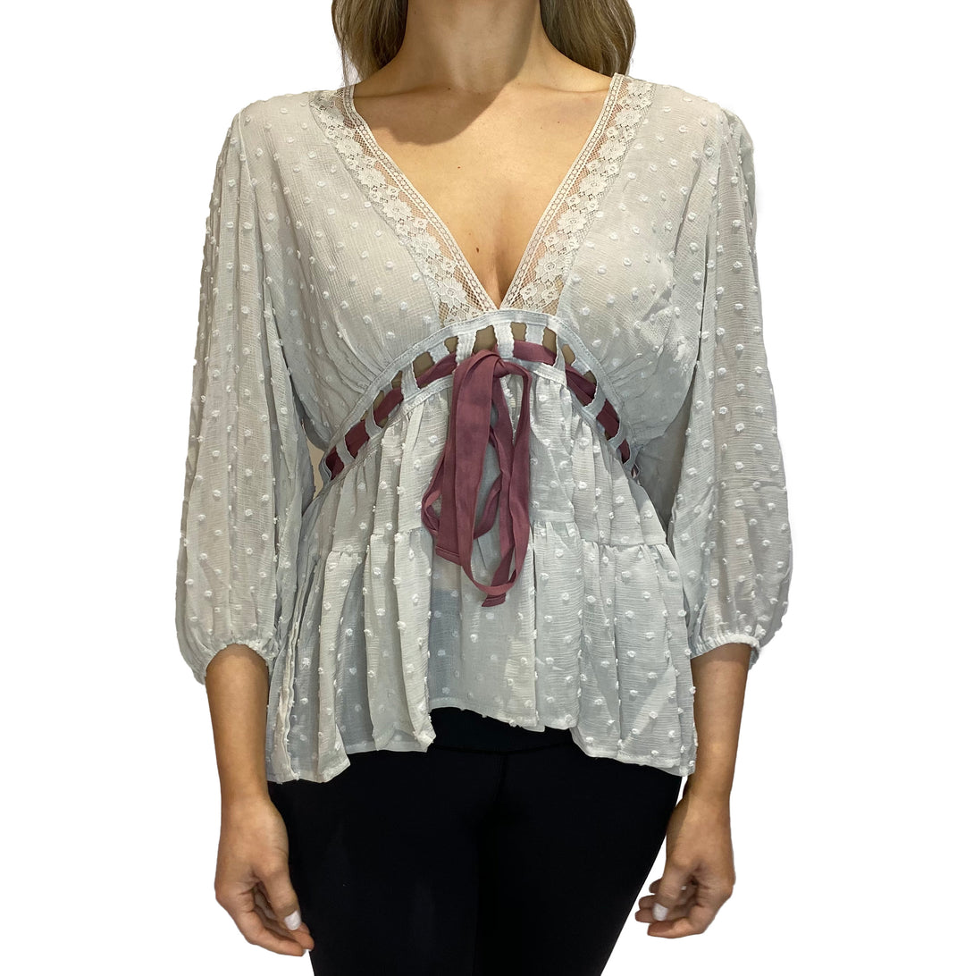 Chiffon V-Neck With Waist Tie