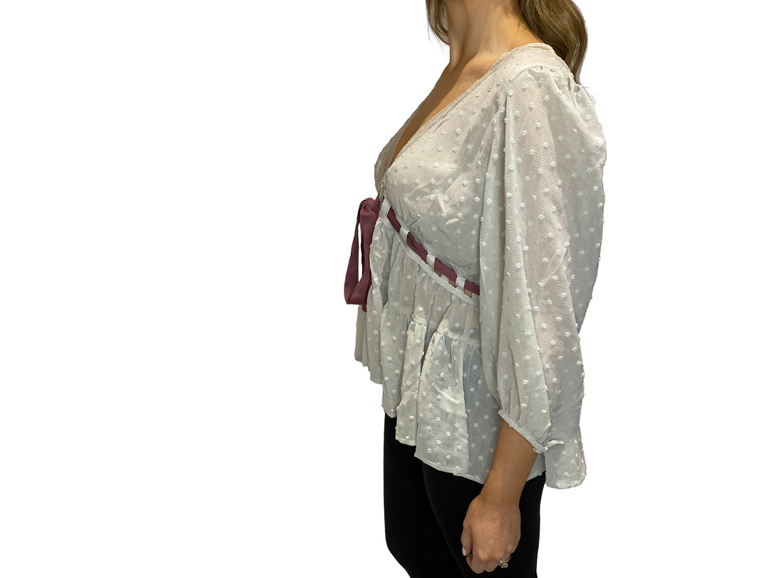 Chiffon V-Neck With Waist Tie