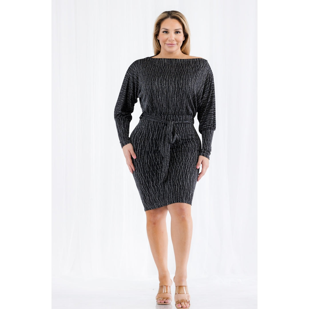 Silver Lurex Off Shoulder Dress