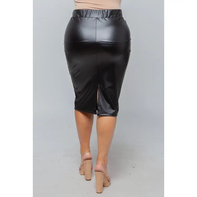 Black Pu Leather Skirt