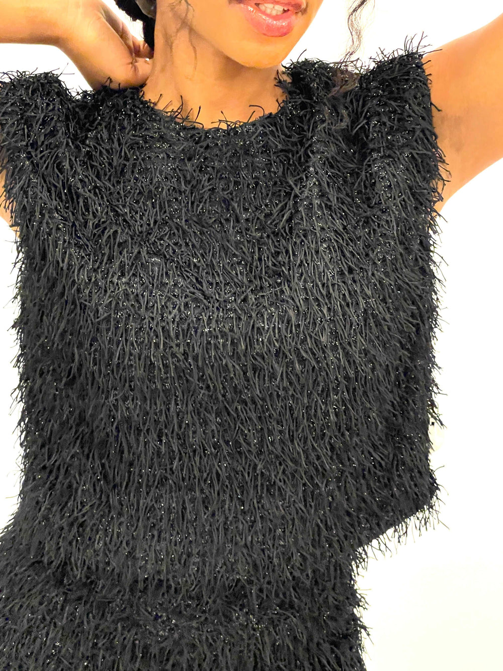 Black Frizzle Crop Top