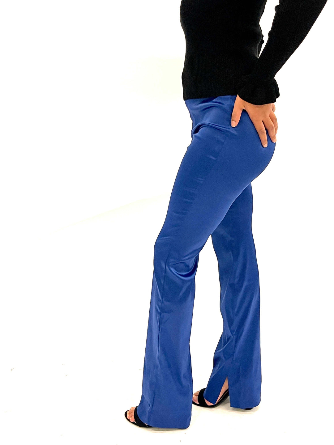 Blue Silk high Waist Pants