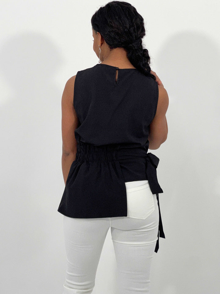 Black Side Tie Top