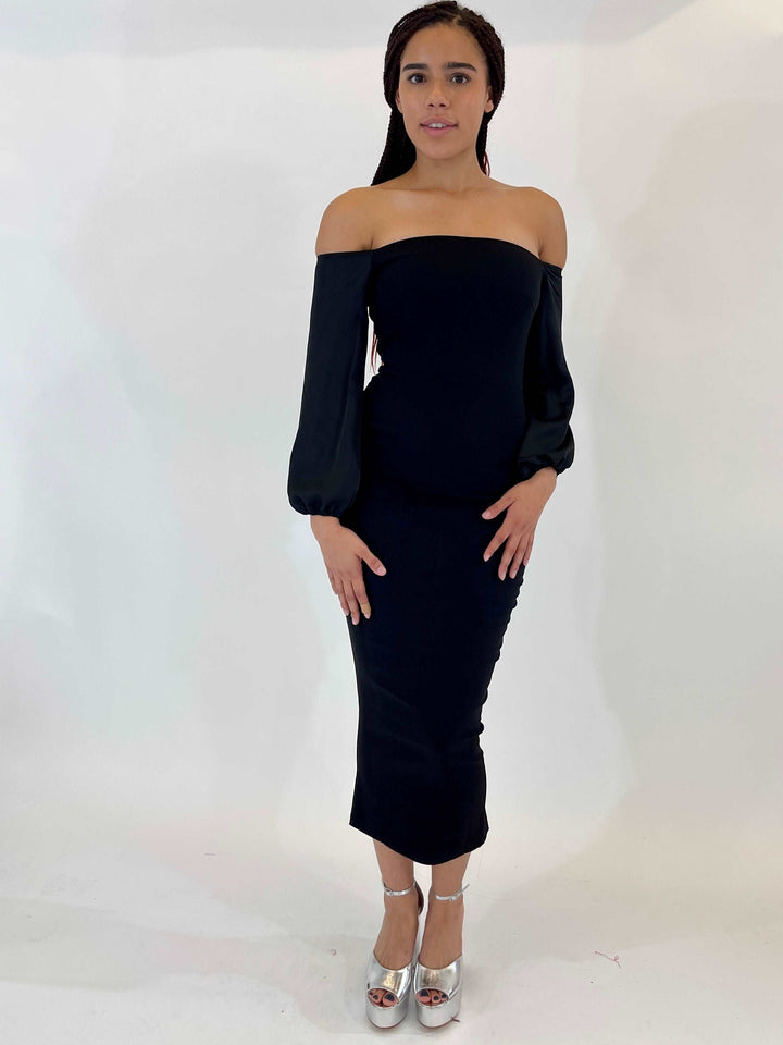 Black Long Sleeve Midaxi Dress