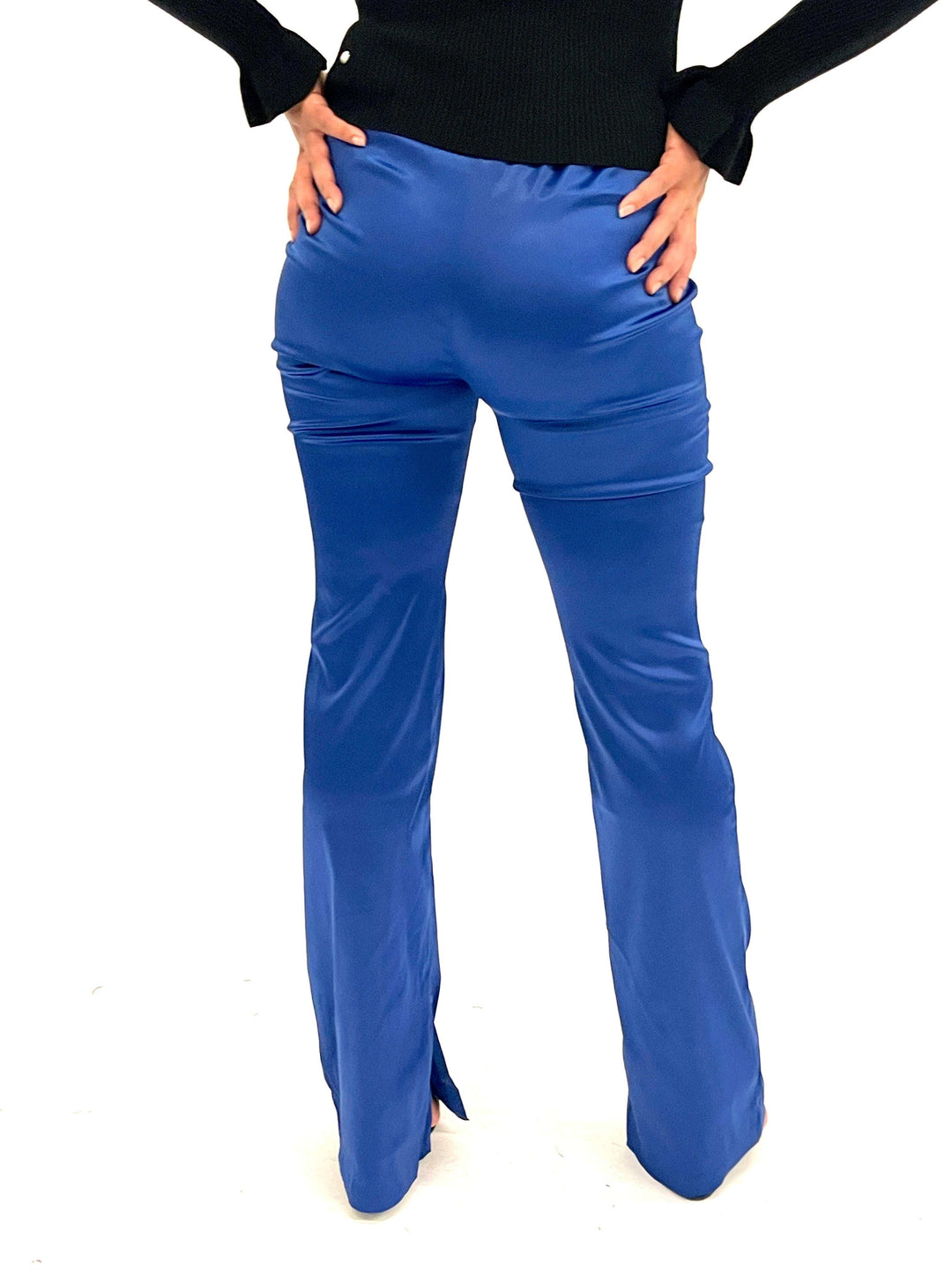 Blue Silk high Waist Pants