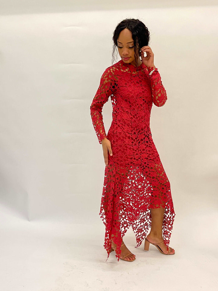 Burgandy Long-Sleeved Dress