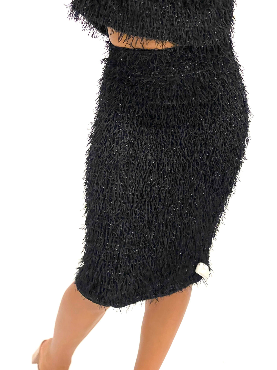 Black Frizzle Mini Skirt