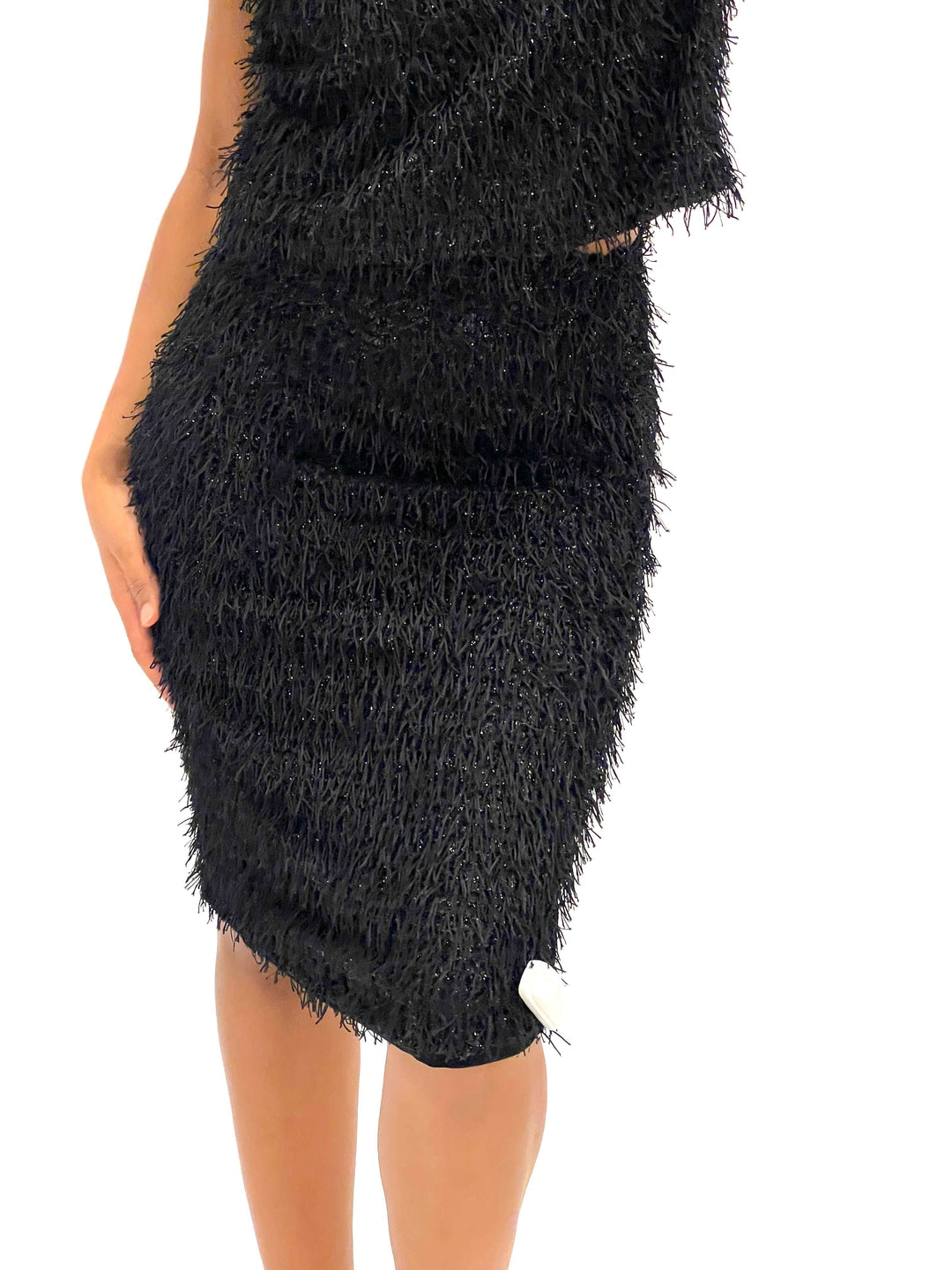 Black Frizzle Mini Skirt