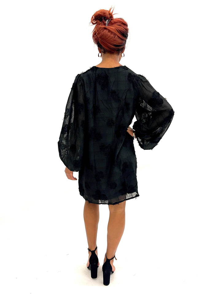 Black Plaid Floral Dress