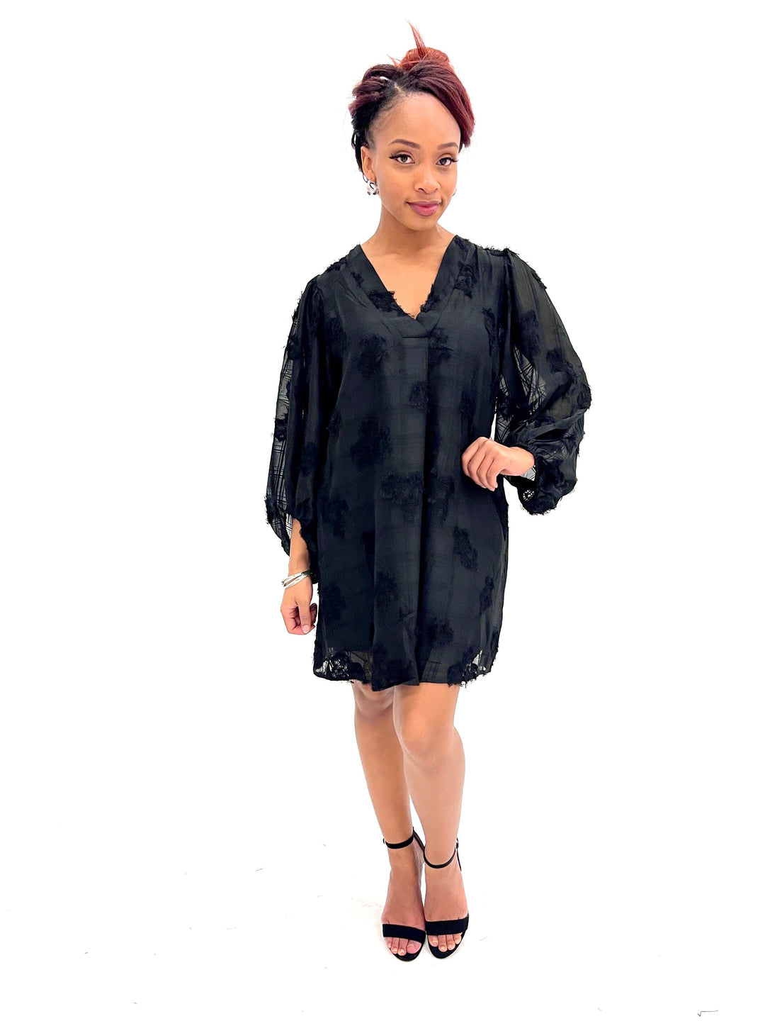 Black Plaid Floral Dress