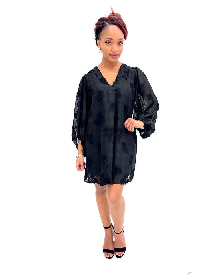 Black Plaid Floral Dress