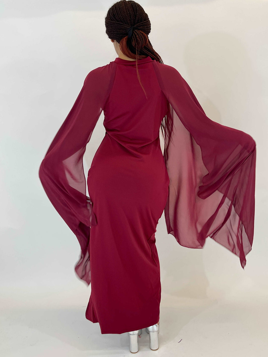 Burgundy Long Sleeve Maxi Dress
