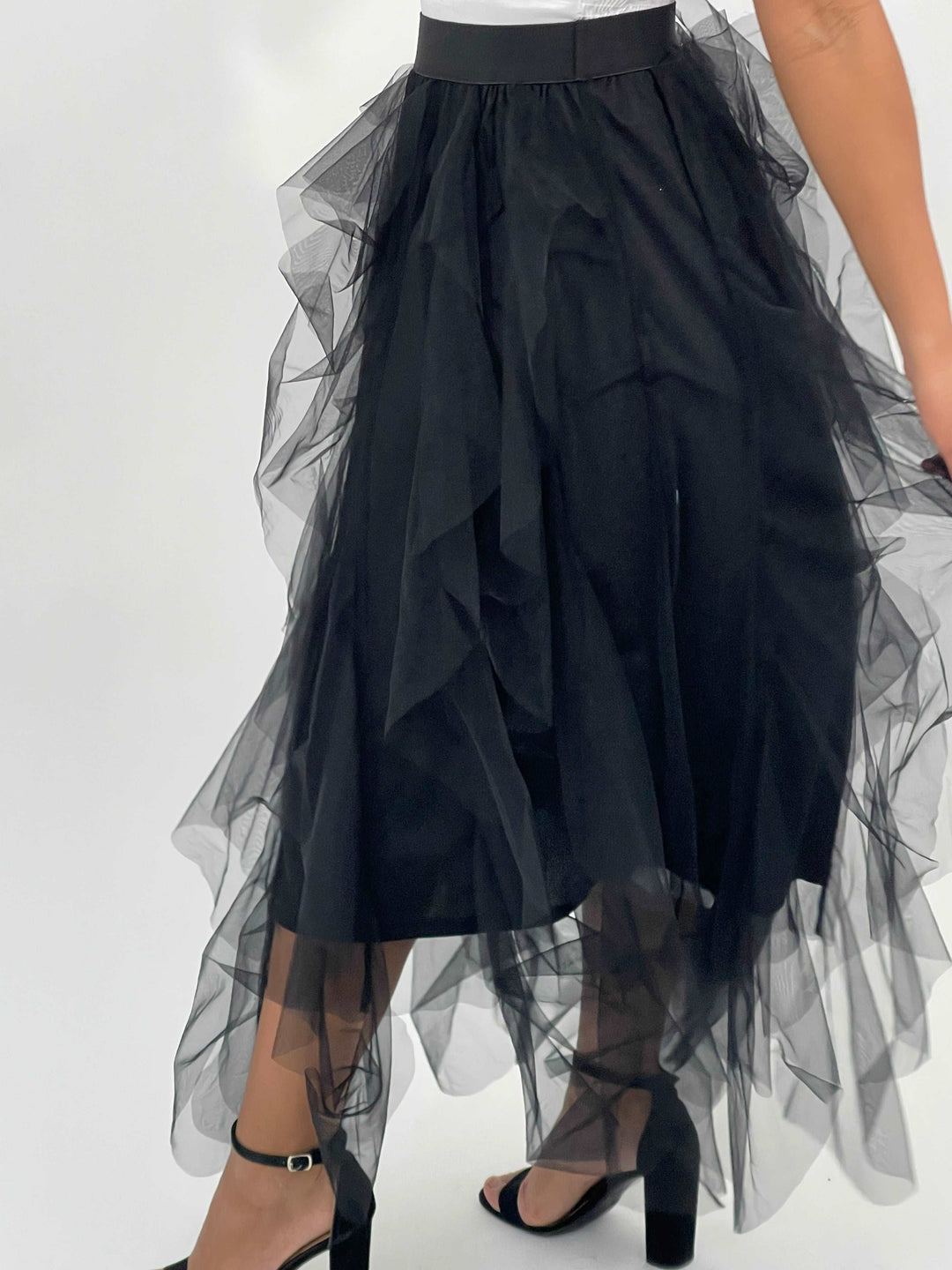 Black Ruffled Long Skirt