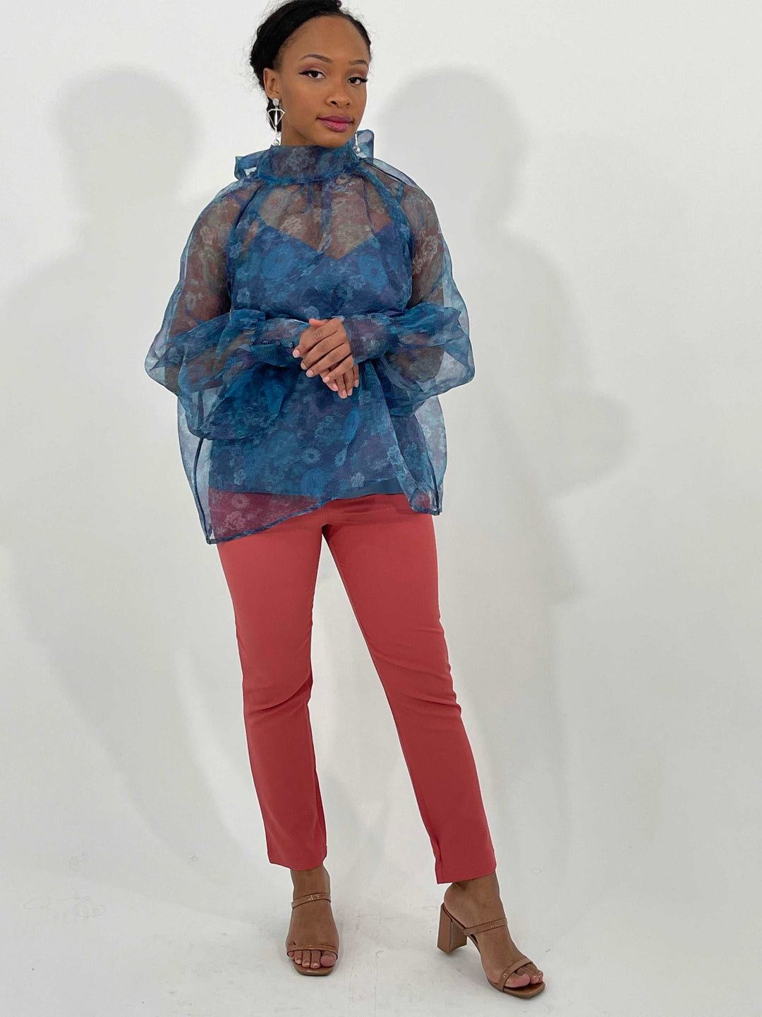 Blue Floral Print with Cami Top