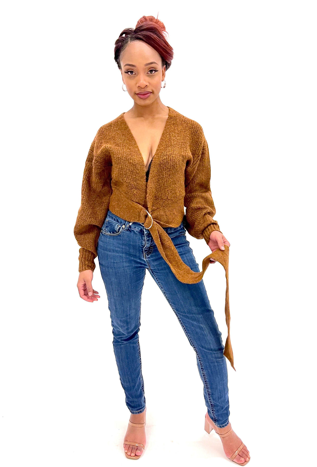 Brown Sweater Knit Top