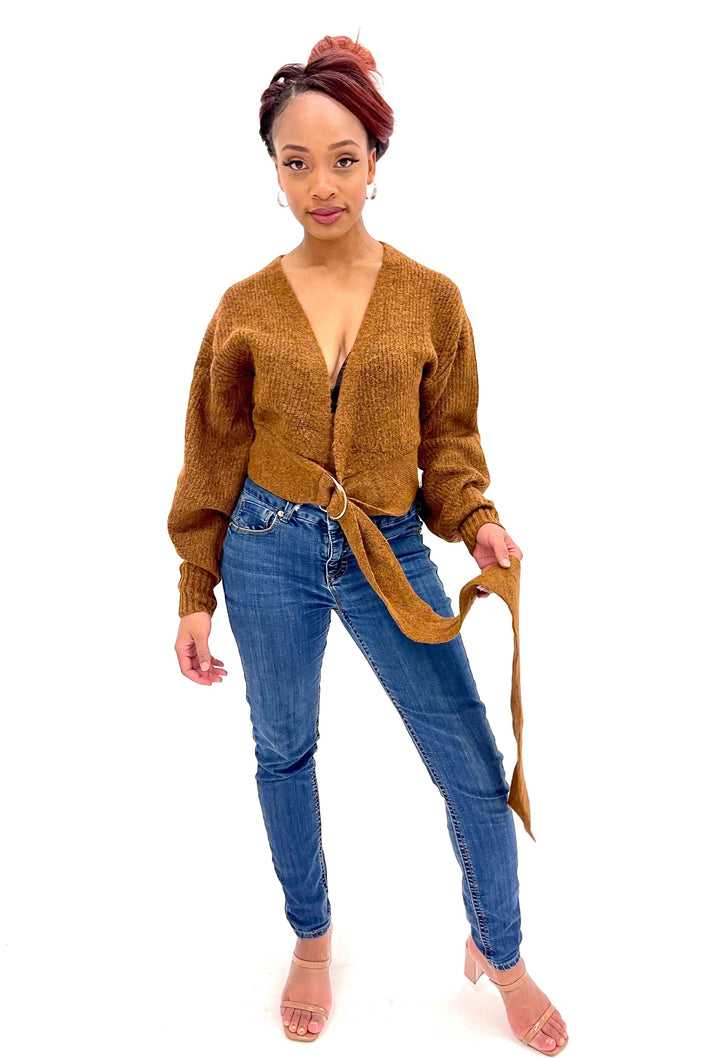 Brown Sweater Knit Top