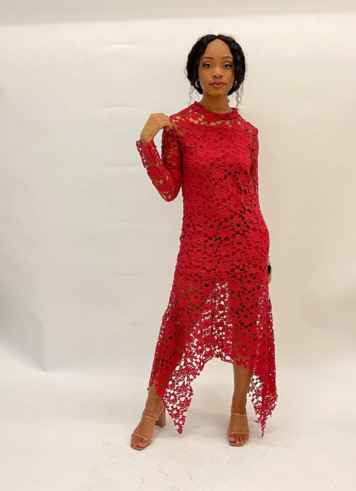 Burgandy Long-Sleeved Dress