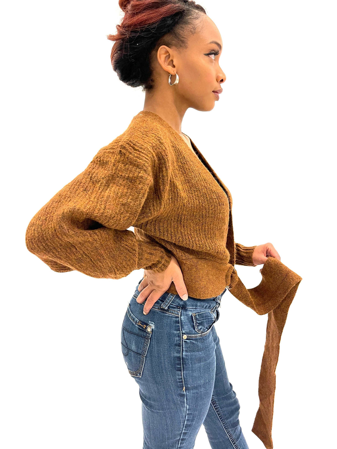 Brown Sweater Knit Top
